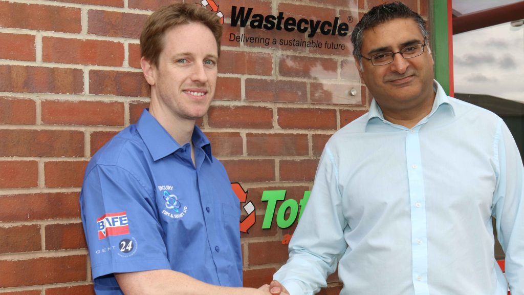 A Mercury Fire and Security employee agrees a deal with Wastecycle in Leicester